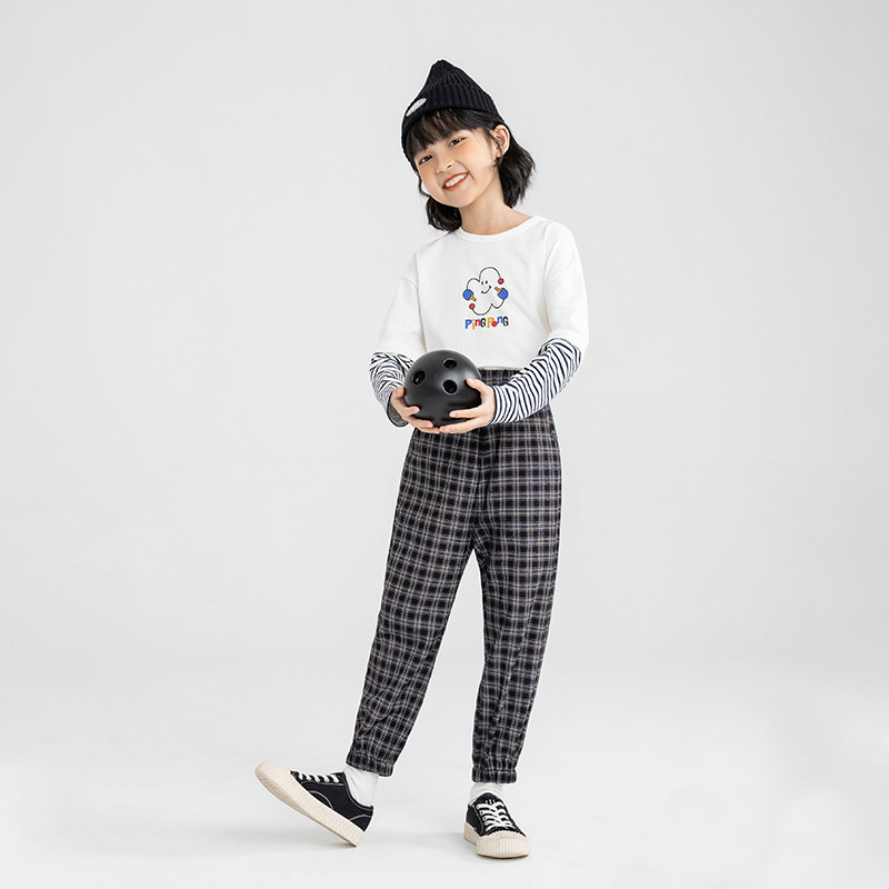 茵曼童装女童格子裤2022儿童裤子 茵曼童装裤子