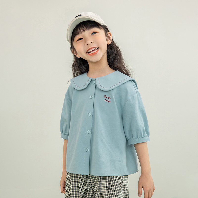 茵曼童装女童短袖2023夏季新款衬衫 茵曼童装衬衫