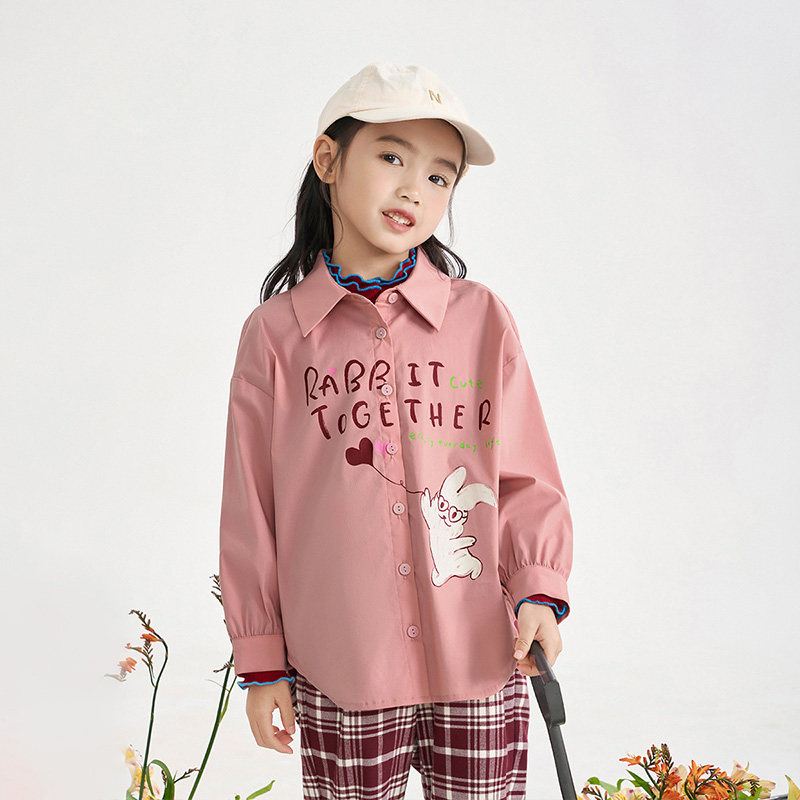 茵曼童装长袖春季2023新款女童衬衫 茵曼童装衬衫