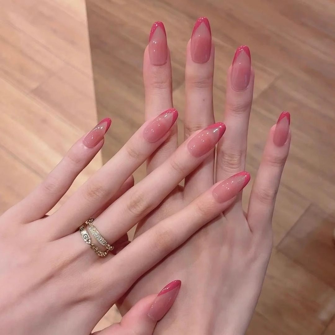 纯手工穿戴甲纯欲法式透粉裸色气质渐变简约高级感可拆卸美甲贴片,淘宝优惠券,粉丝福利购,淘宝优惠卷