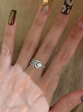 小众设计感满锆羽毛戒指女轻奢潮流独特个性复古时尚百搭指环戒子