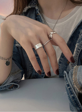 冷淡风复古金属开口戒指套装女韩国个性简约百搭气质时尚指环戒子