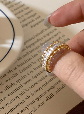 轻奢满钻锆石开口戒指女设计感精致个性时尚气质优雅百搭指环戒子