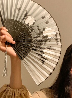 新中式竹子折叠扇子古风汉服舞蹈便携折扇旗袍搭配国风扇子