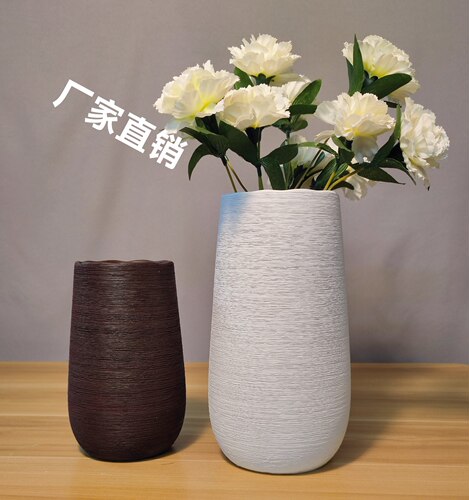 陶瓷插花现代简约水养摆件客厅黑白色干花器北欧式鲜花餐桌大花瓶 - 图0