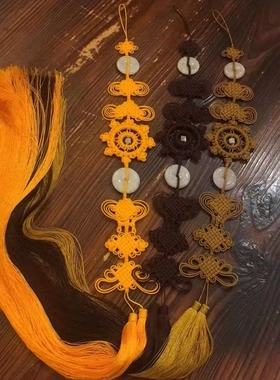 手工编织90-130cm背云主法师佛挂珠长穗燕尾流苏9吉祥磬盘长结