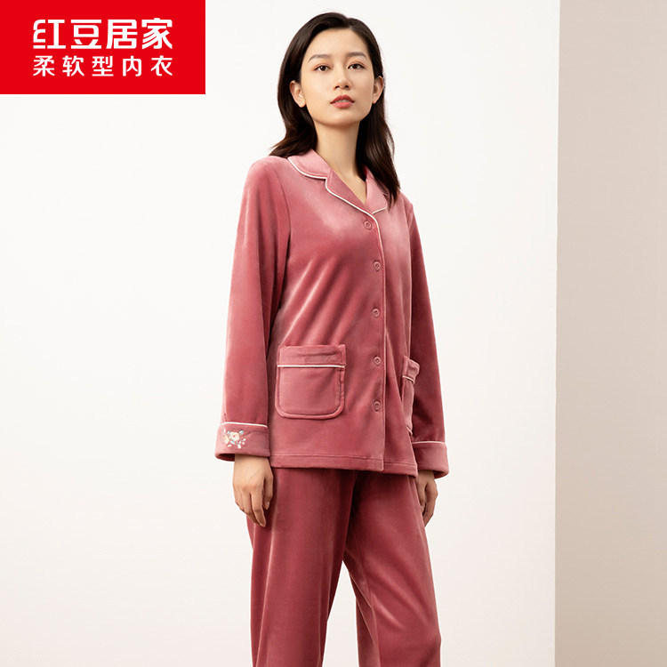 红豆情侣宝宝绒男女士睡衣冬季海岛绒男女童抗静电亲子家居服套装,淘宝优惠券,粉丝福利购,淘宝优惠卷