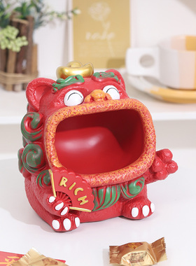 创意风狮爷树脂收纳摆件醒狮喜庆桌面装饰小摆件招财进宝狮子摆设