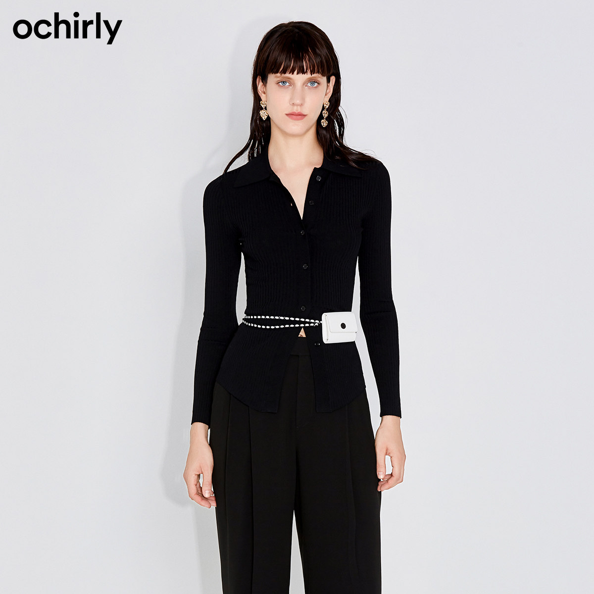 黑标系列欧时力2021秋季新品开衫 ochirly毛针织衫