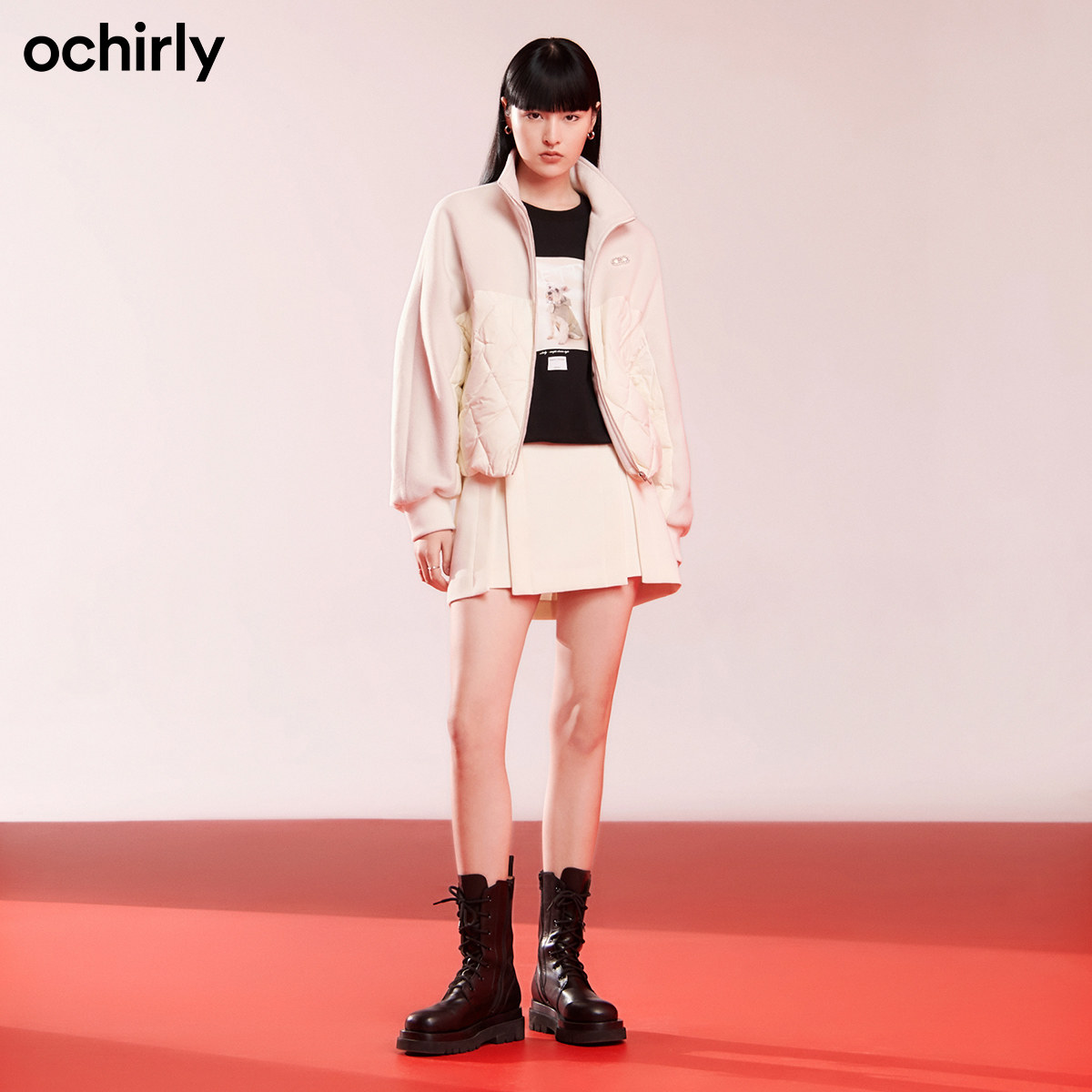 【3件8折】欧时力2021新款秋冬菱格 ochirly棉衣/棉服