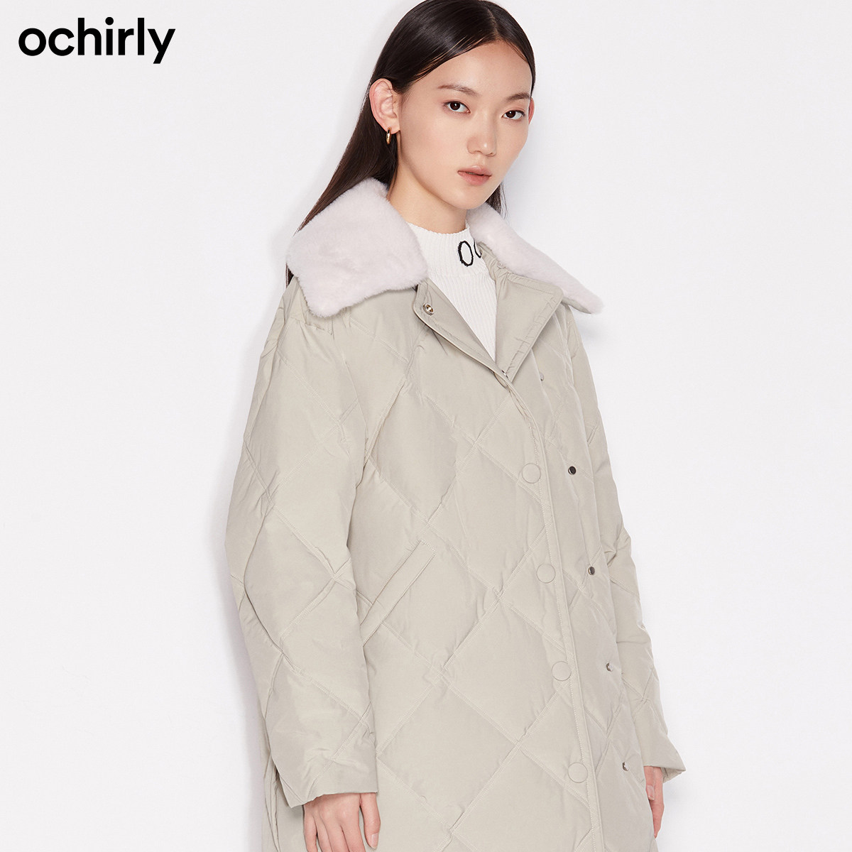 【3件8折】欧时力新款配毛领羽绒服 ochirly羽绒服