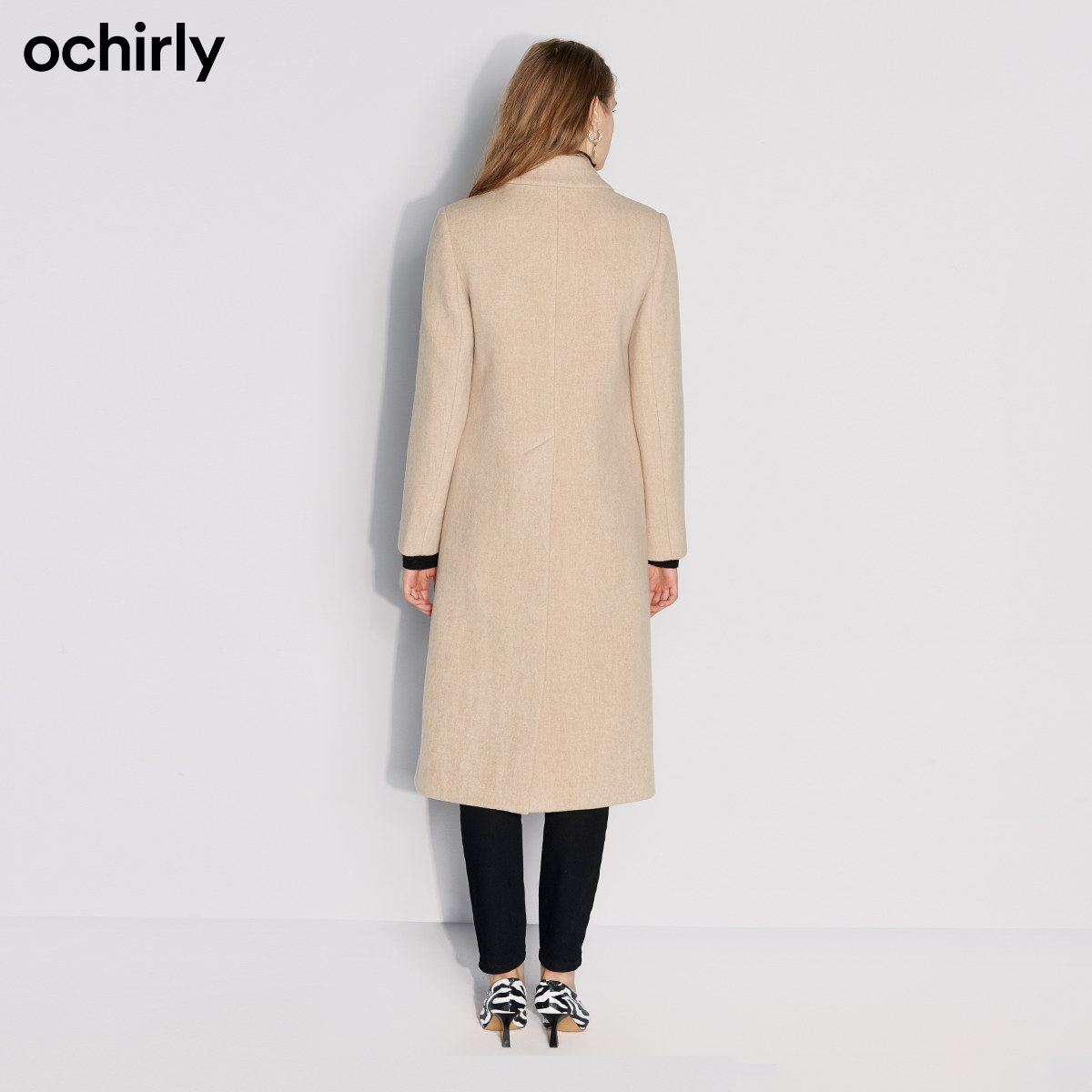 2件9折欧时力新款冬装双面立绒大衣 ochirly毛呢外套