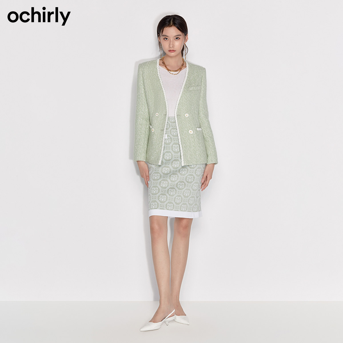 2件9折欧时力2022新款春装小香风女 ochirly毛呢外套