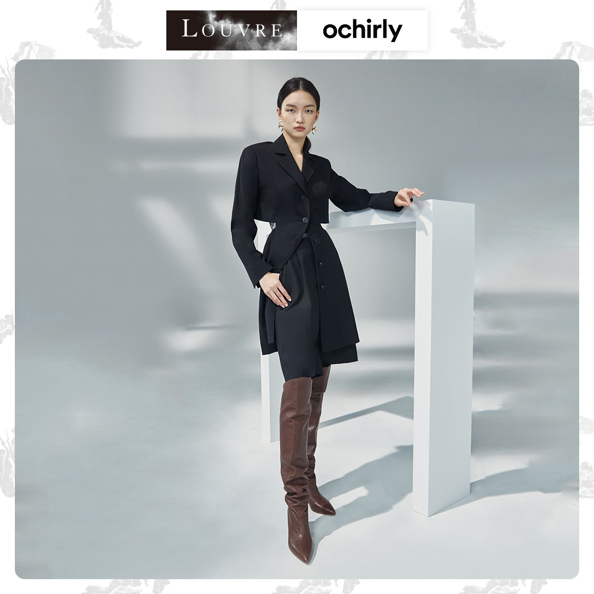 欧时力2021新款春装羊毛仿呢连衣裙 ochirly连衣裙