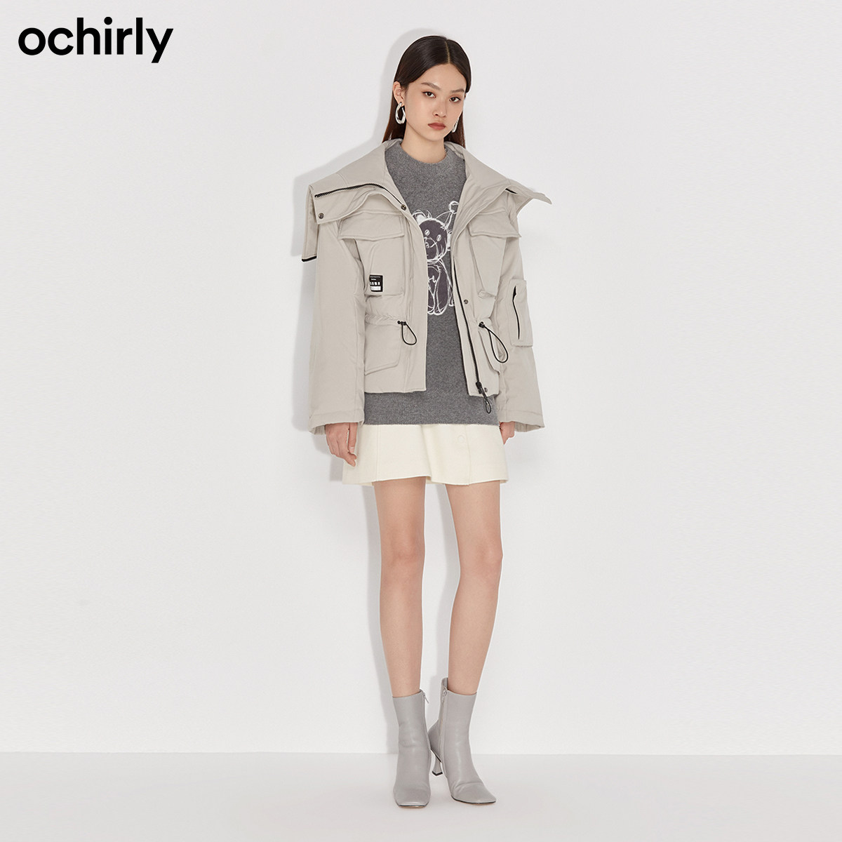 2件9折欧时力2021新款织唛女羽绒服 ochirly羽绒服