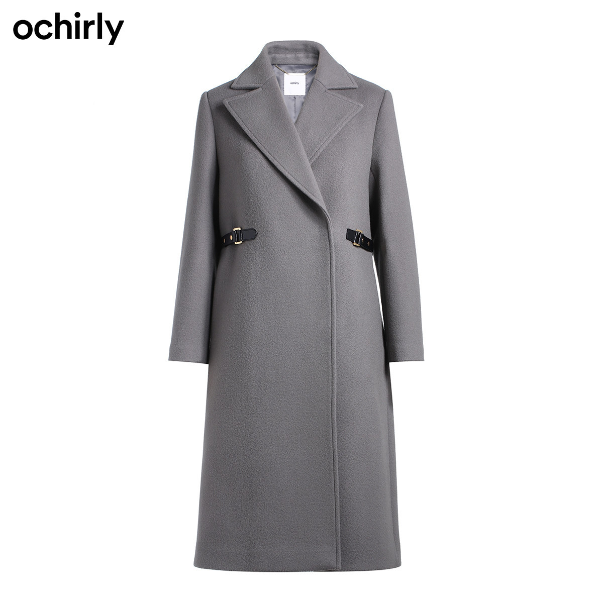 2件9折欧时力新款冬装配腰带西装领 ochirly毛呢外套