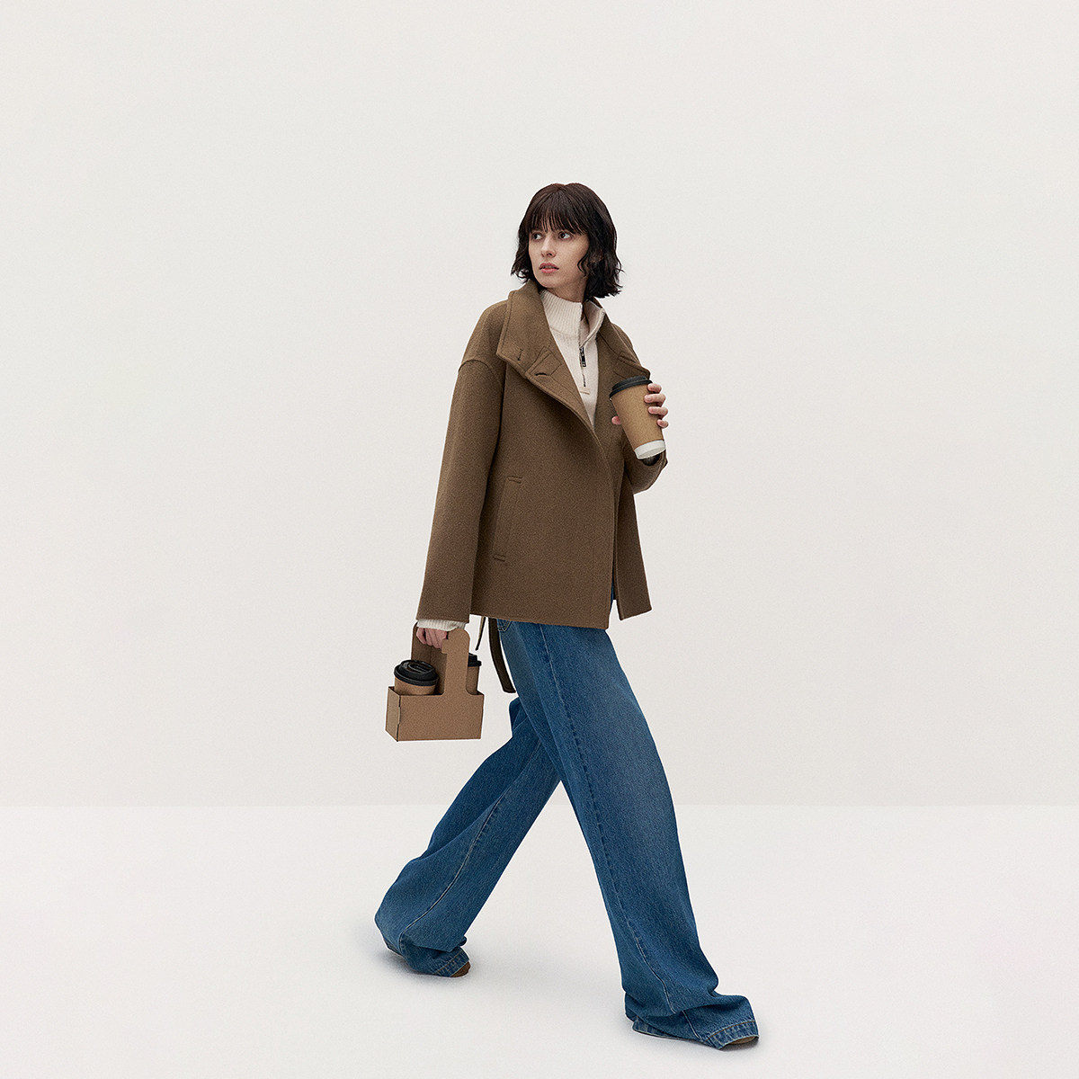 【特享折扣】欧时力 澳进口美丽诺羊毛双面呢风衣外套女高级秋冬,淘宝优惠券,粉丝福利购,淘宝优惠卷