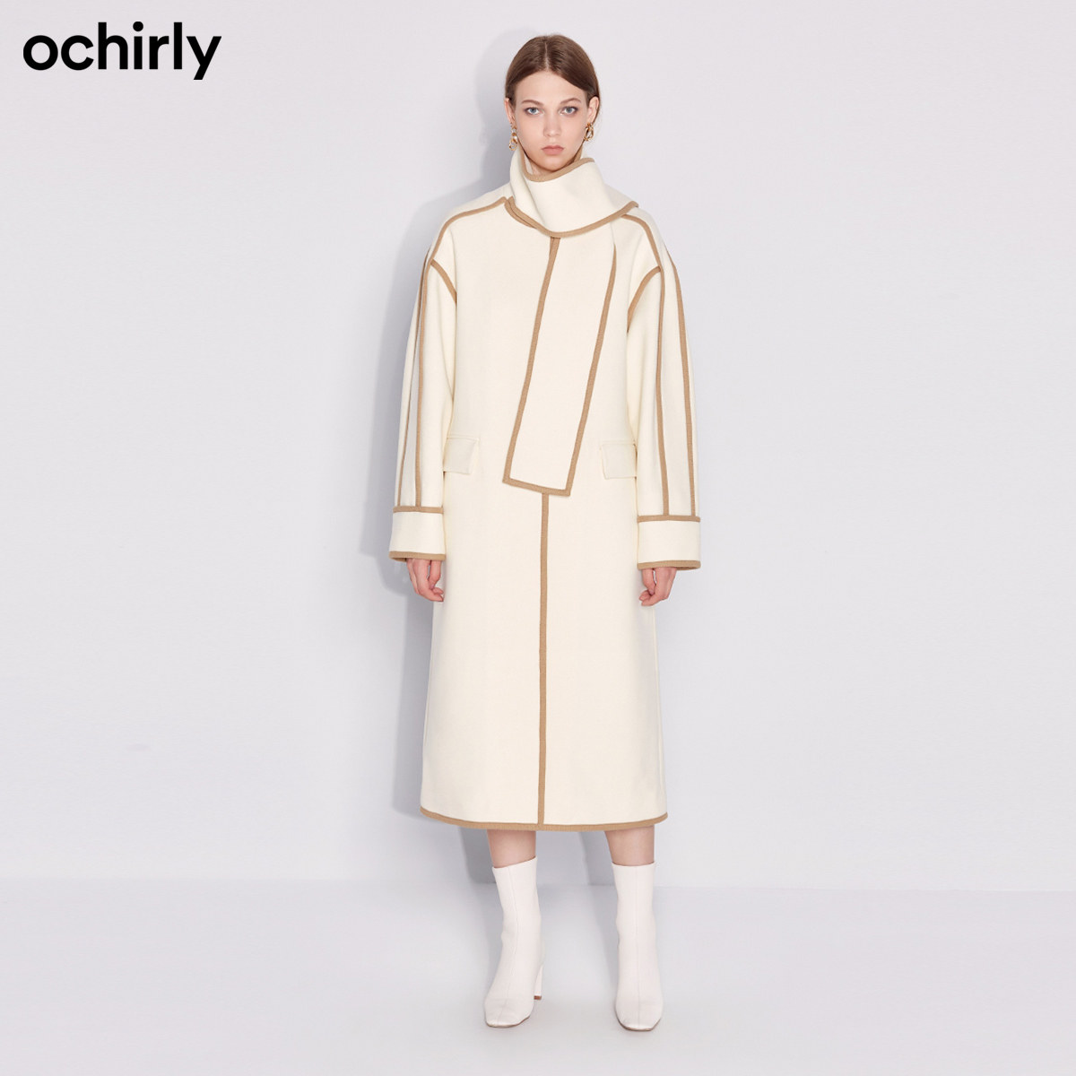 2件9折baby明星欧时力新款冬装围脖 ochirly毛呢外套