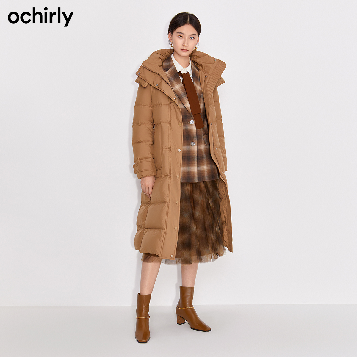 2件9折欧时力冬季新品配腰带羽绒服 ochirly羽绒服