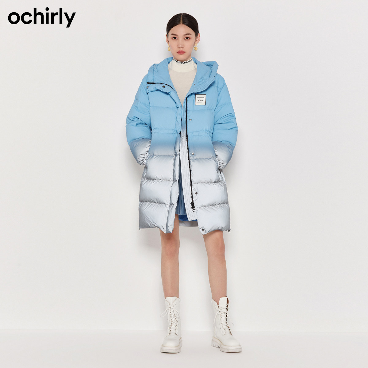 2件9折欧时力2021新款渐变女羽绒服 ochirly羽绒服