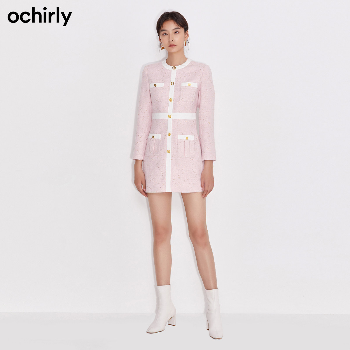 2件9折欧时力2021新款冬装连衣裙 ochirly连衣裙