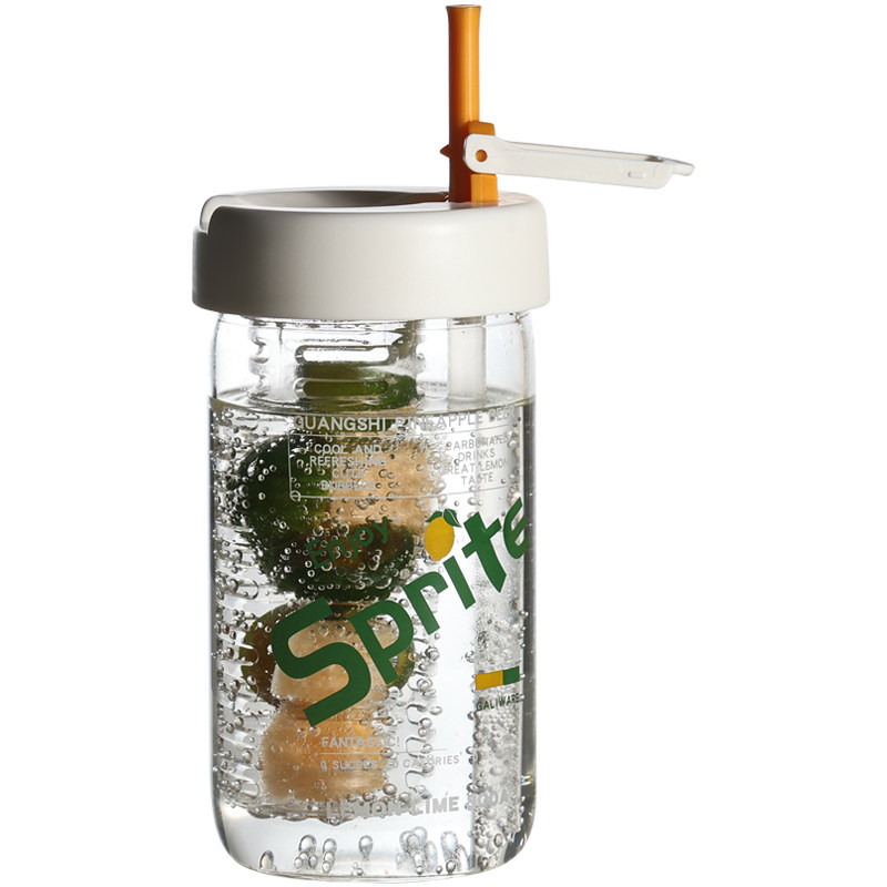 小乐原创sprite便携玻璃水杯带吸管杯大容量带茶滤泡茶杯饮料杯子_虎窝淘