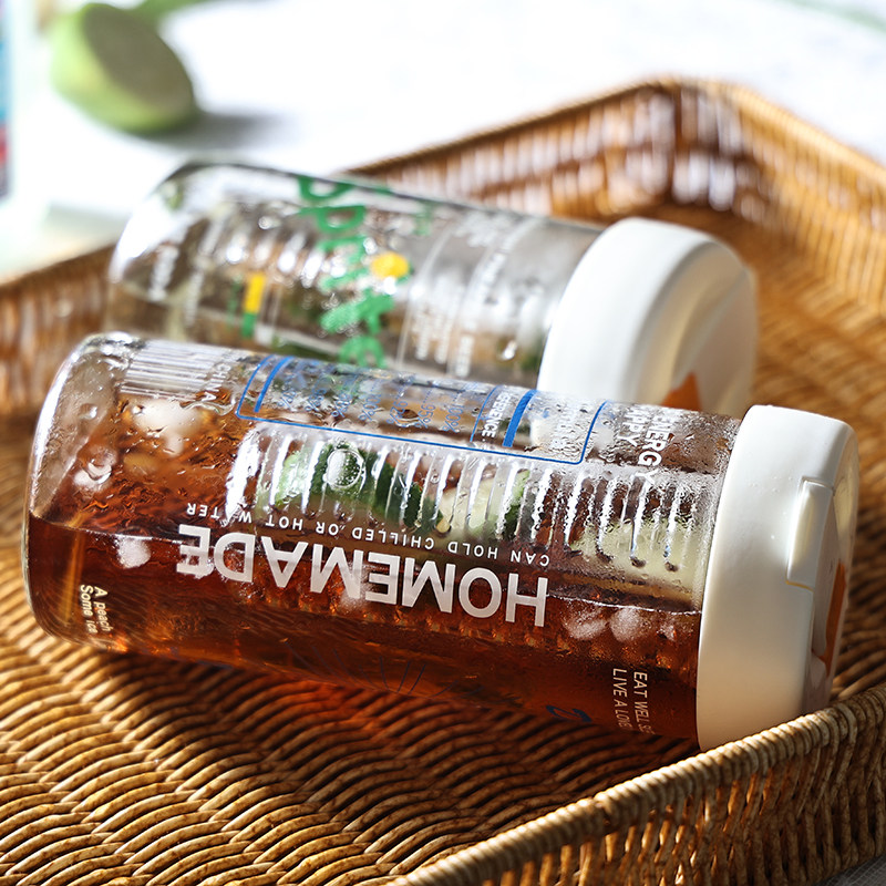 小乐原创sprite便携玻璃水杯带吸管杯大容量带茶滤泡茶杯饮料杯子_虎窝淘