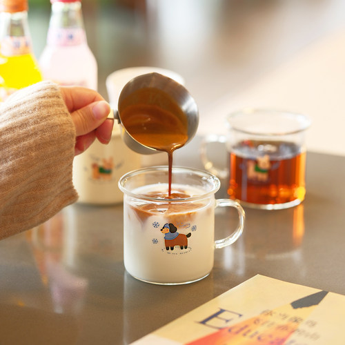 原创“天气小狗”耐高温玻璃杯牛奶咖啡杯泡茶杯子饮料果汁杯水杯 - 图0