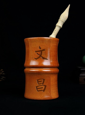 桃木文昌笔摆件13层木雕书房饰品