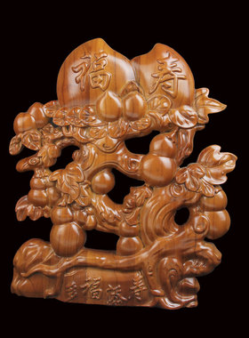 桃木摆件木雕貔貅麒麟三阳开泰