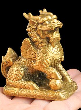 大号家居一对桌面铜麒麟摆件