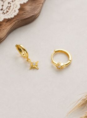 精致小巧不对称芒星小耳环轻奢小众高级感耳饰女时尚个性百搭耳坠