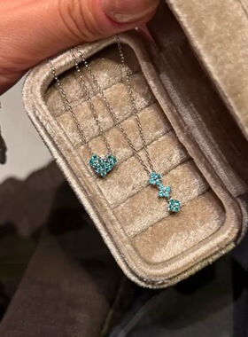 一款两戴S925纯银镀金帕拉伊巴爱心项链女款四叶草蓝色小花锁骨链