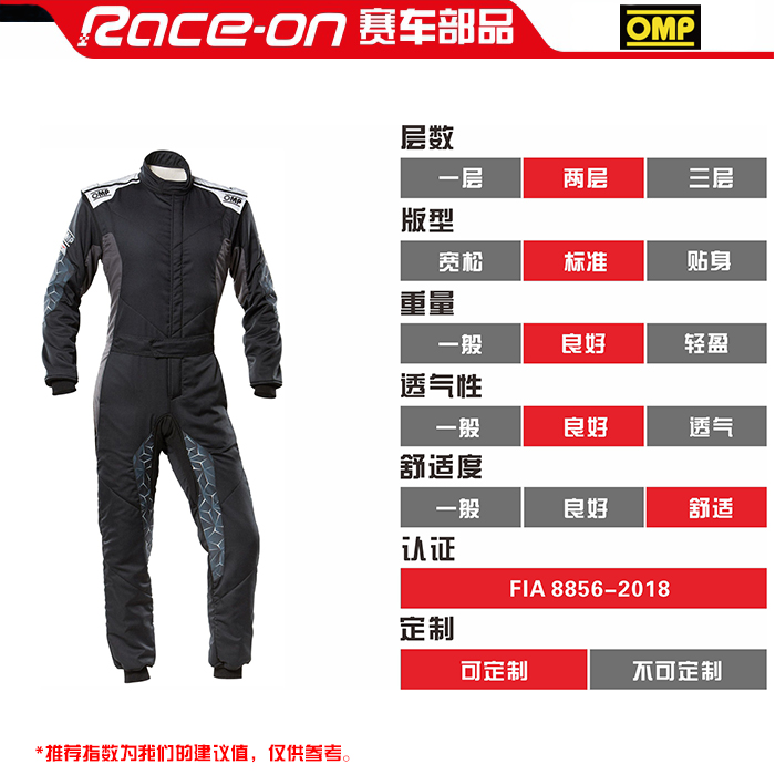 OMP TECNICA HYBRID FIA8856-2018认证 专业阻燃赛车服 - 图1