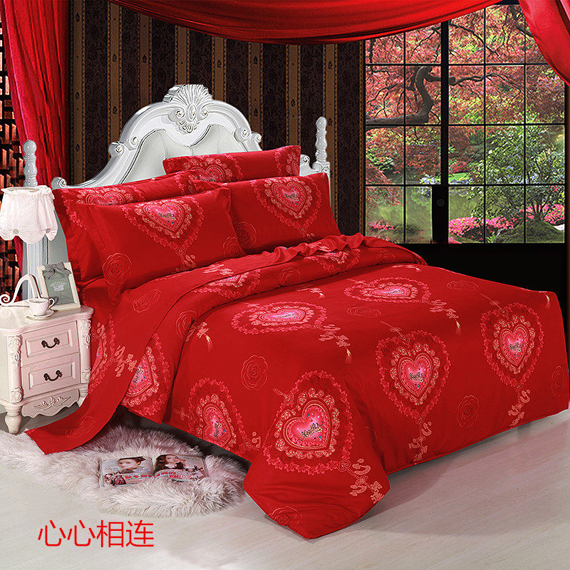 全棉婚庆大红色单件被套220X240结婚纯棉被罩1.8米床150X200X230_虎窝淘