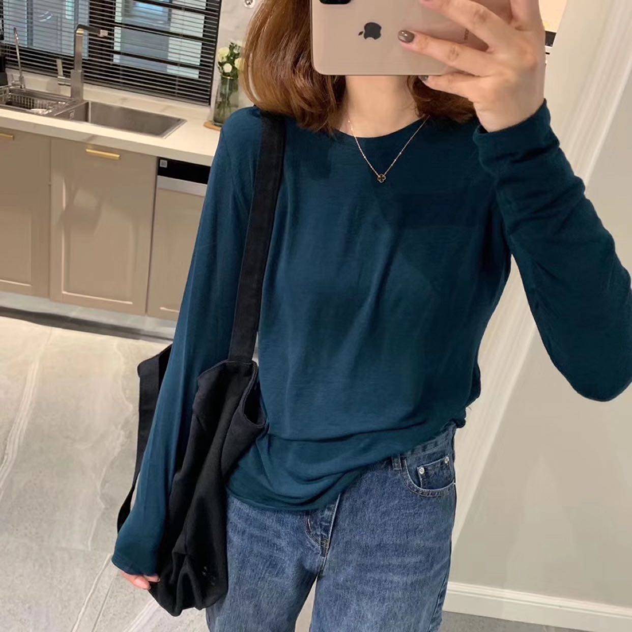 new girl订制韩版六色圆领t打底衫 八号仓打底库T恤