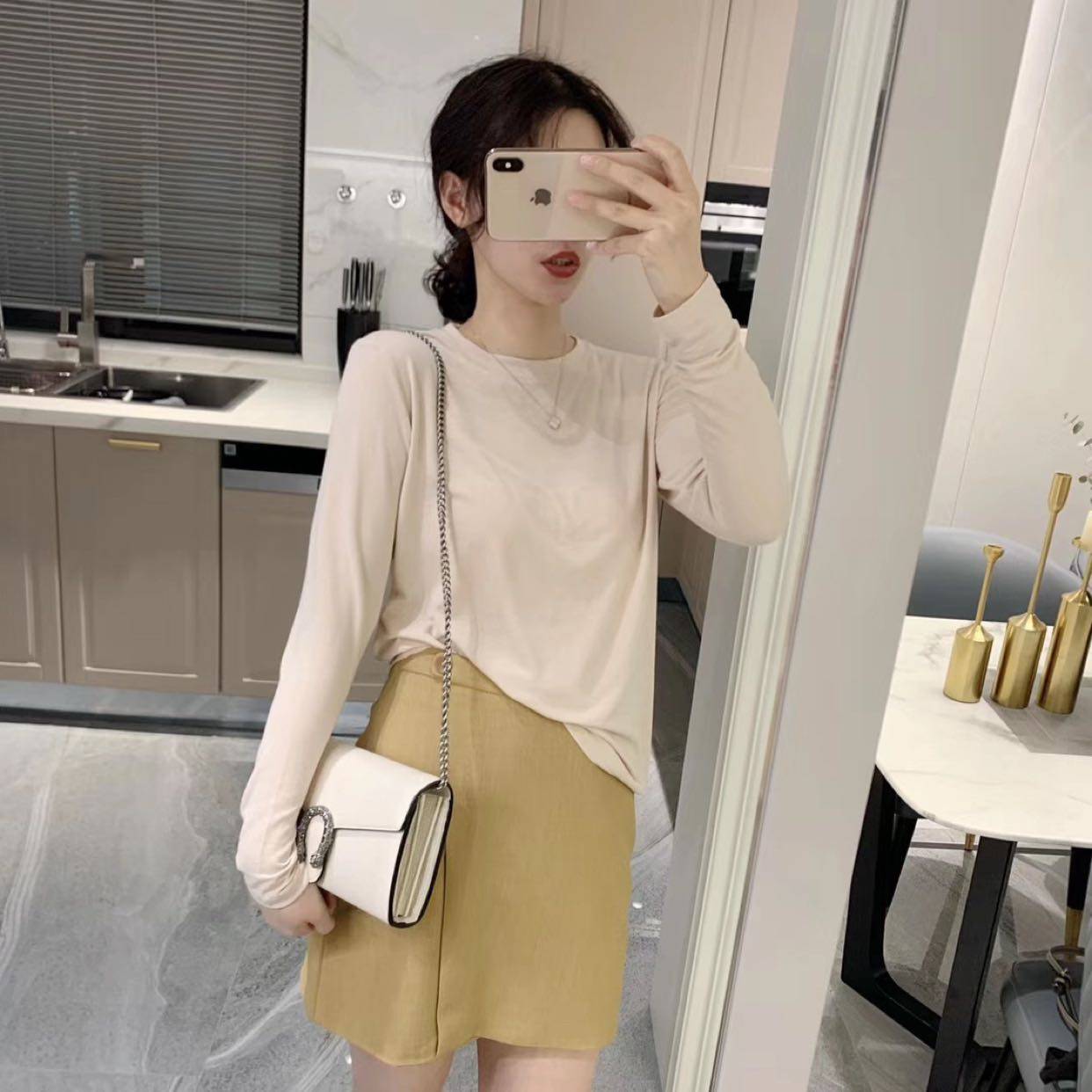 new girl订制韩版六色圆领t打底衫 八号仓打底库T恤