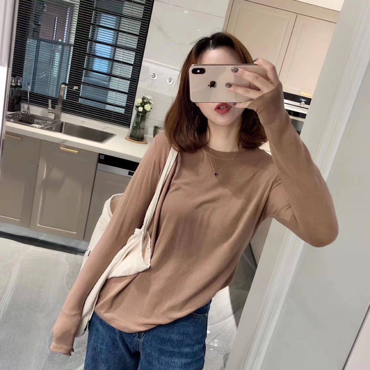 new girl订制韩版六色圆领t打底衫 八号仓打底库T恤