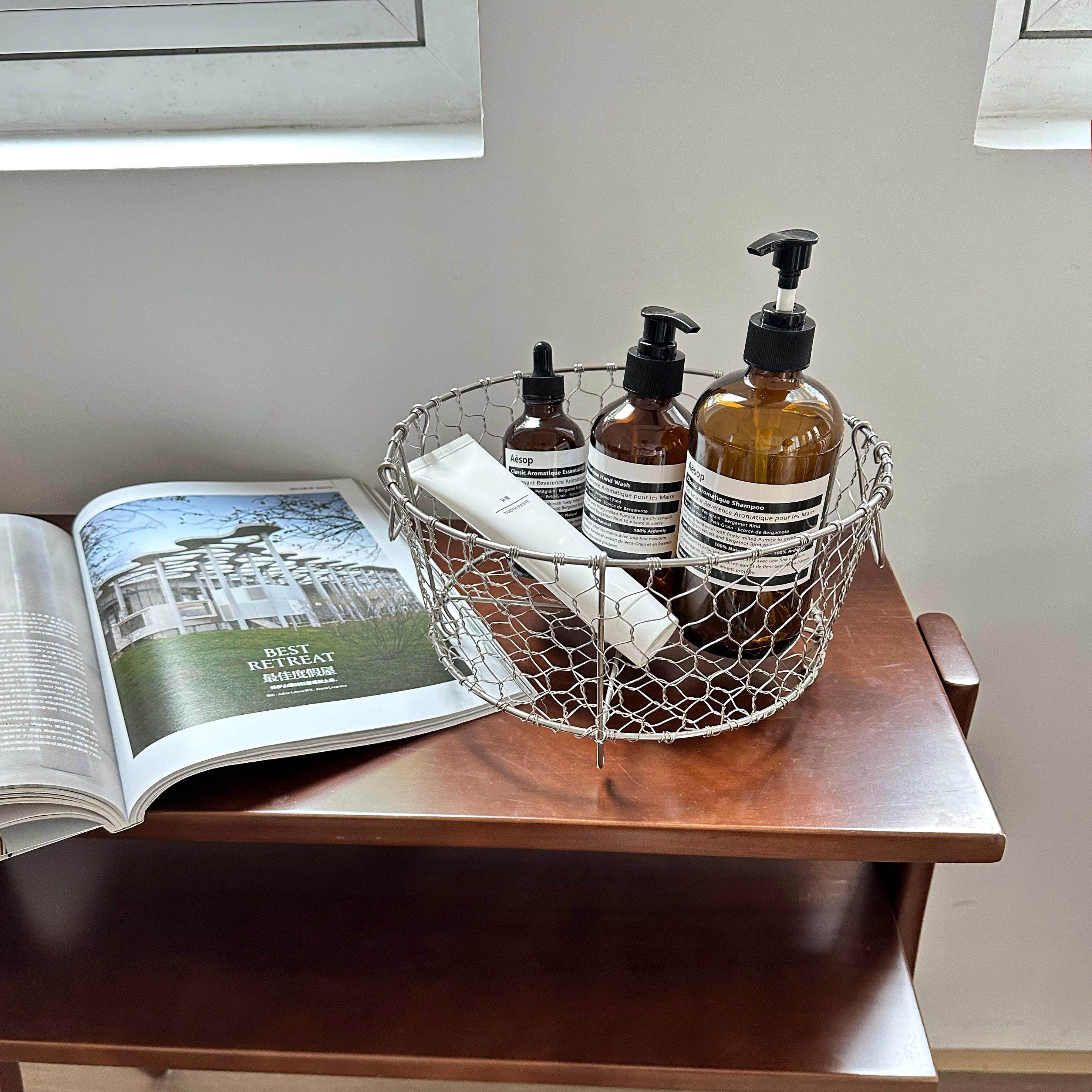 手作不锈钢沥水篮 手工编织厨房收纳篮水果篮零食碗碟杂物收纳筐,淘宝优惠券,粉丝福利购,淘宝优惠卷