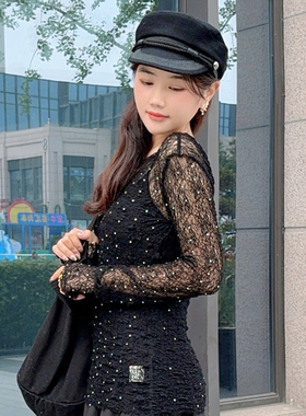 鸭舌帽船长帽男女蕾丝英伦平顶