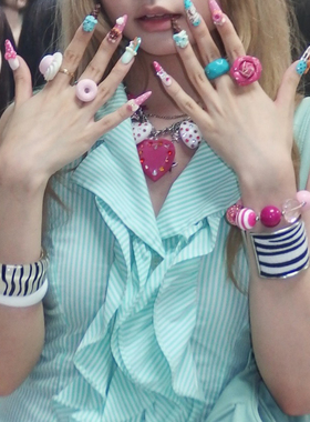 辣妹y2k皮革植绒斑马纹开口手镯