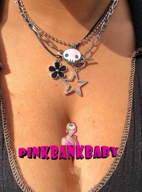 pinkbankbaby千禧辣妹y2k个性小众00s五角星镶钻OT扣项链锁骨链女