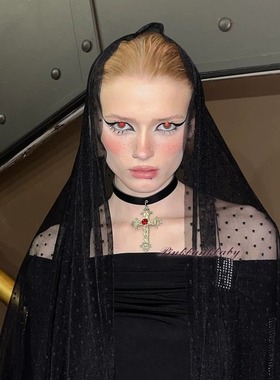 原创手作项圈PU亚文化女锆石