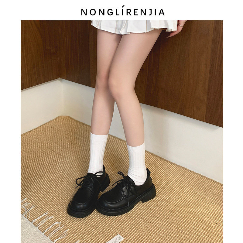 弄里人佳大码女鞋41-43单鞋秋季新款英伦风休闲系带小皮鞋40 42,淘宝优惠券,粉丝福利购,淘宝优惠卷