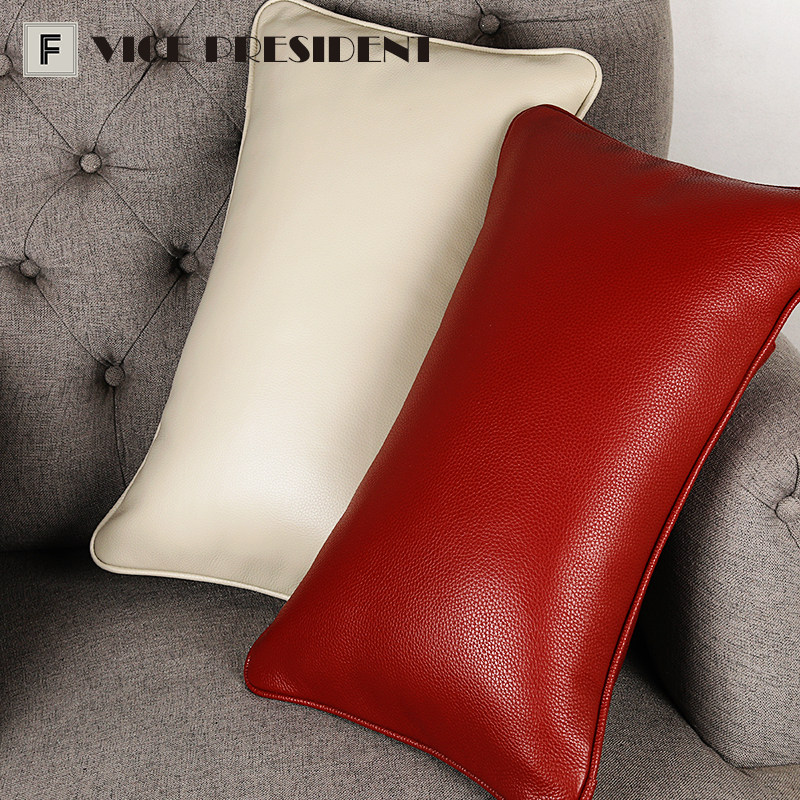 复古风头层牛皮靠垫真皮抱枕客厅办公室大黑沙发客厅车用护腰枕垫,淘宝优惠券,粉丝福利购,淘宝优惠卷