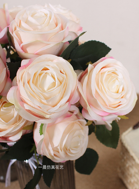 婚庆绢花9头10头仿真花玫瑰花束