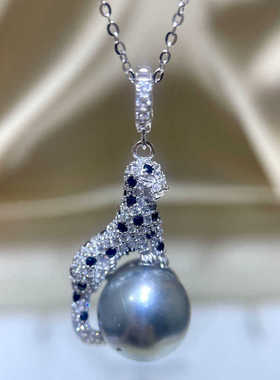 时尚个性豹子珍珠配件S925纯银