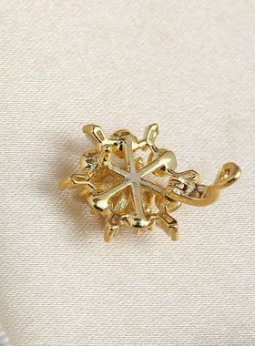 DIY珍珠配件新款铜镀金雪花轻奢镶锆精美吊坠耳饰戒指套装空托