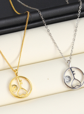 圆圈锆石珍珠项链吊坠空托