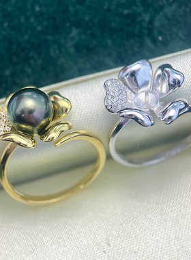 DIY镶钻戒指空托S925纯银精致